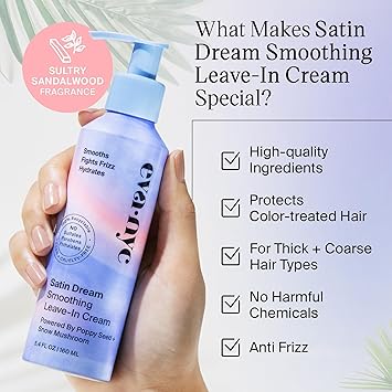 Eva NYC Satin Dream Smoothing Leave-In Cream for Thick Hair, Daily Softening Conditioner, GMO-Free Anti-Frizz, 5.4 fl oz