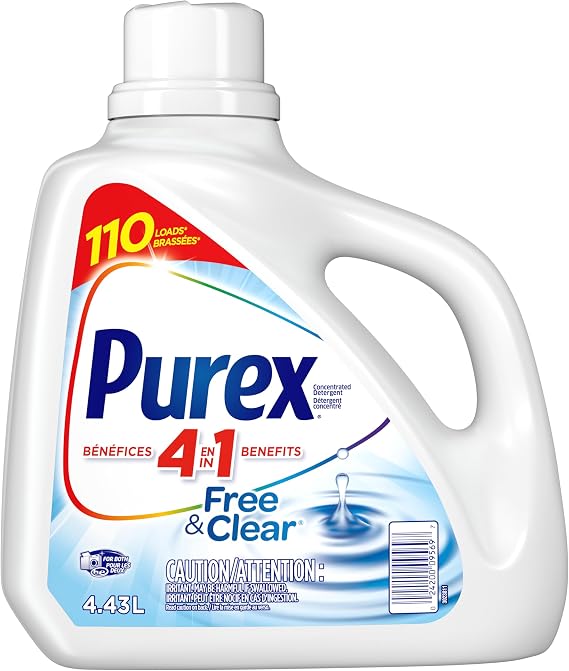Purex Free and Clear Liquid Detergent for Sensitive Skin – 4.43 Liters