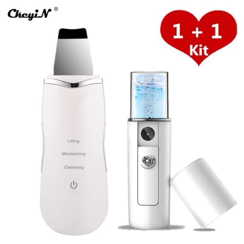 Ckeyi N Ultrasonic Skin Scrubber  + Skin Rejuvenation Nano Face Mist Steamer